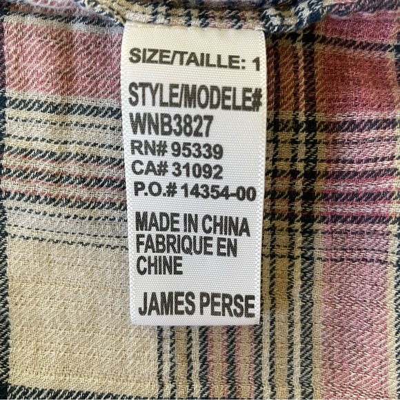 James Perse Button Down Plaid Shirt Size Small - Picture 7 of 8